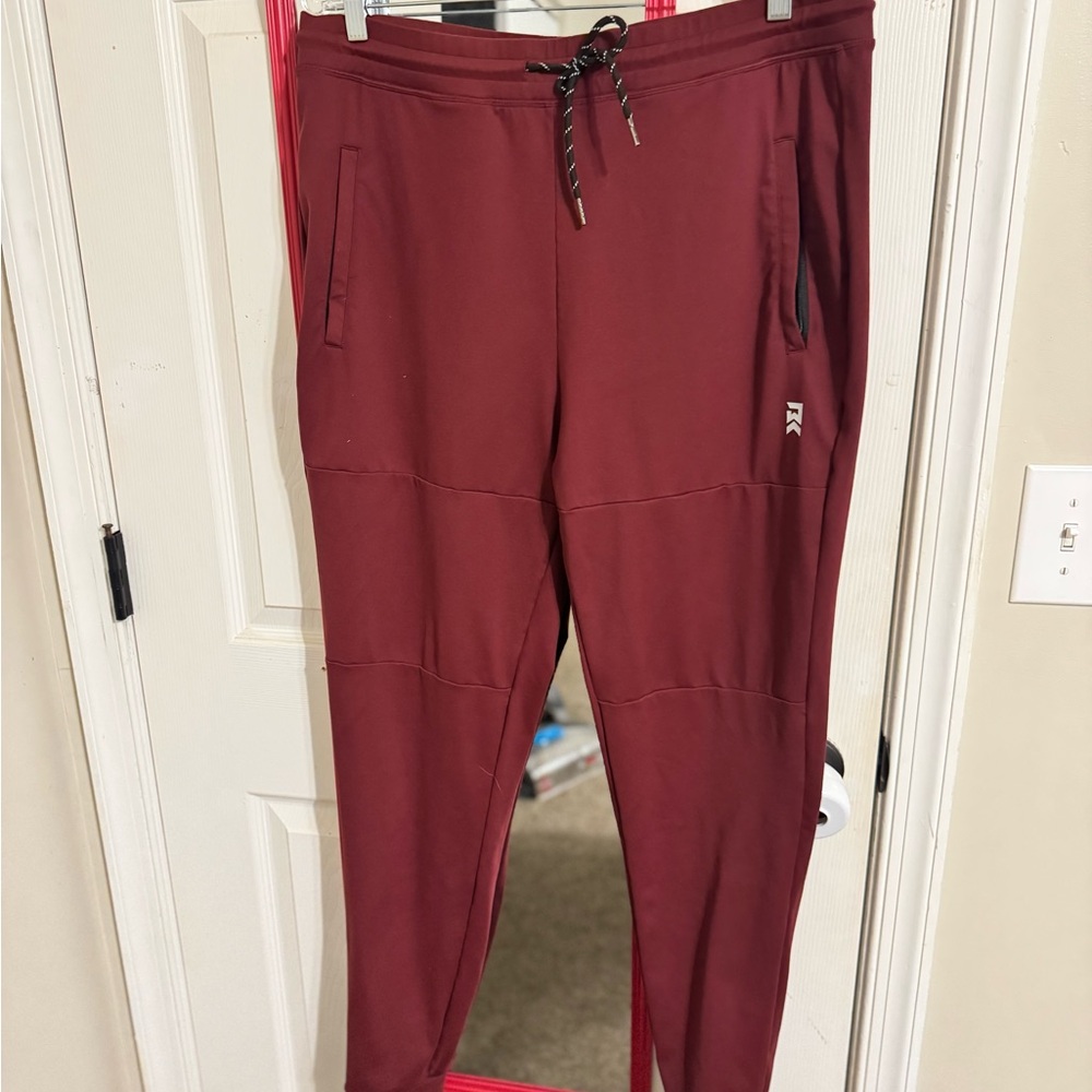 Men's Burgundy Joggers with Drawstring Waist